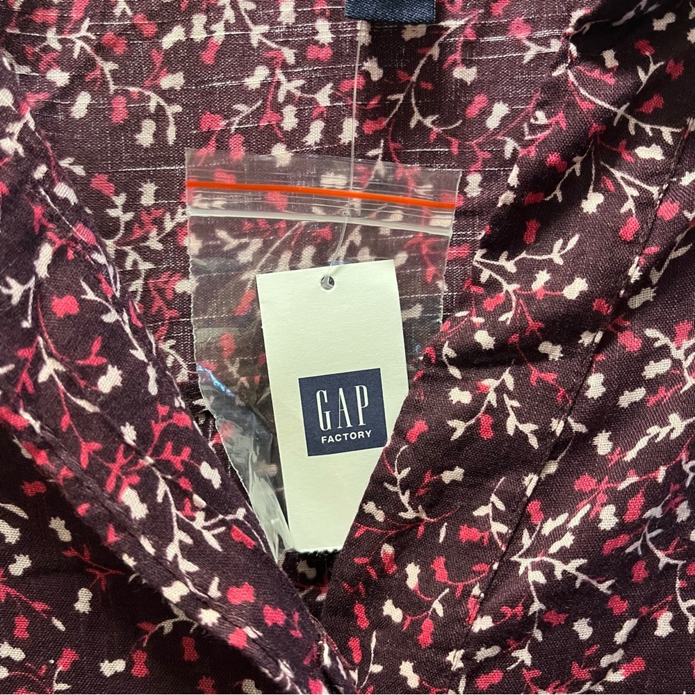 GAP Factory Boho Peasant Whimsy Floral Buttoned Peplum Blouse, Sz L, NWT, Plum - Picture 4 of 6